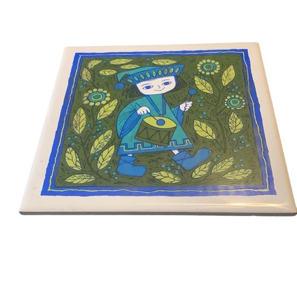 Vintage Holt Howard Ceramic Tile Trivet Hot Plate Renaissance Drummer Lot Of 2 - Picture 7 of 10